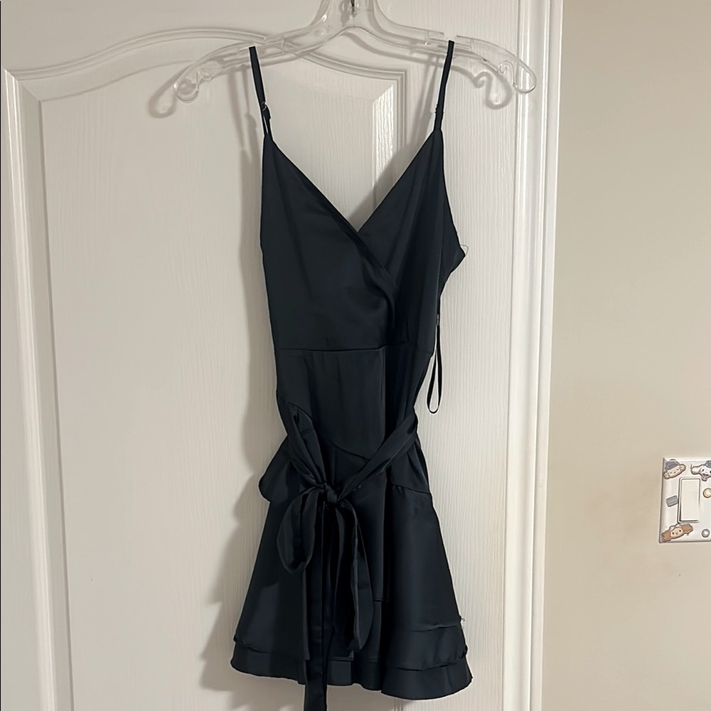 Black Sleeveless Wrap Dress